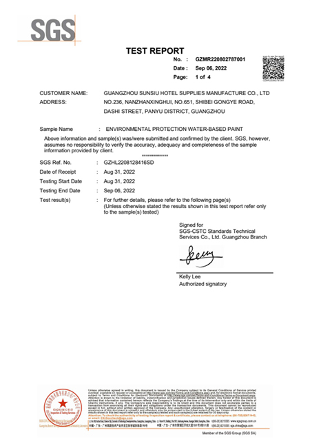 Water-based paint test report